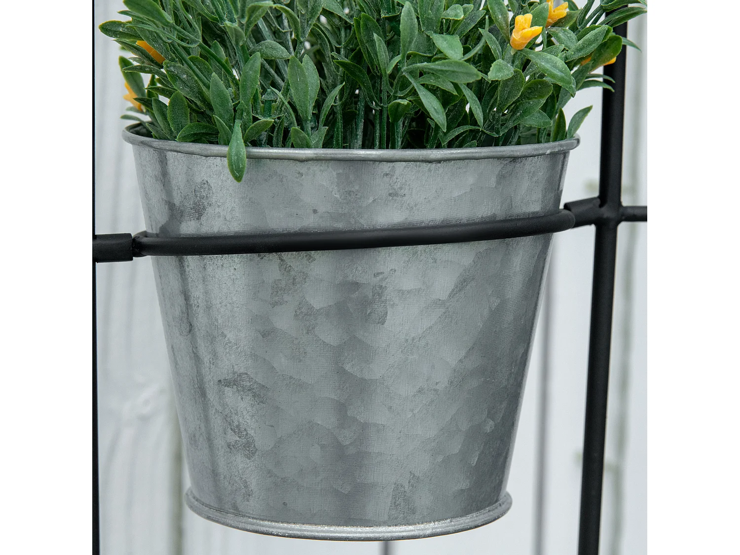 Portapiante verticale pieghevole 5 vasi da esterno in metallo