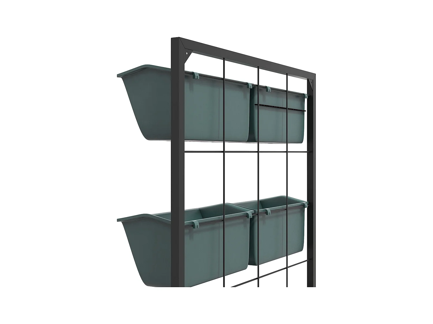 Orto verticale 3 livelli con 6 vasi in acciaio e plastica verde scuro