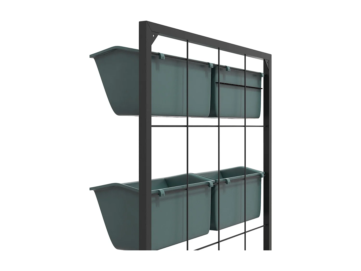 Orto verticale 3 livelli con 6 vasi in acciaio e plastica verde scuro