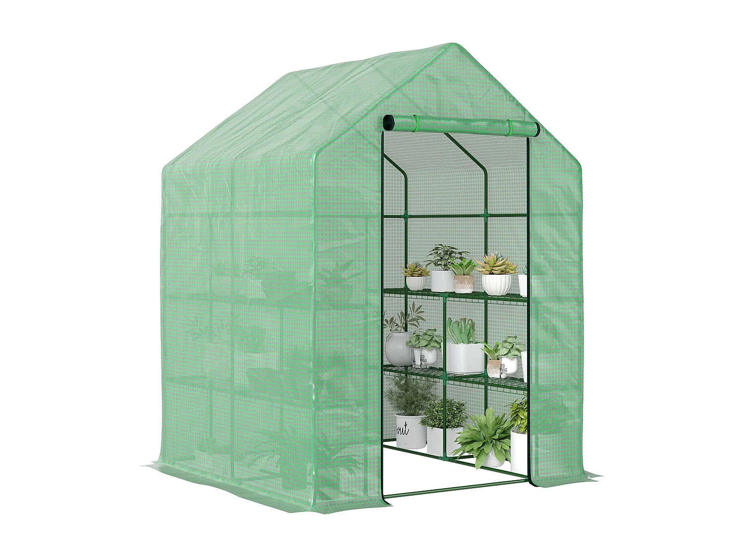 Serra da giardino con scaffali copertura pe porta avvolgibile