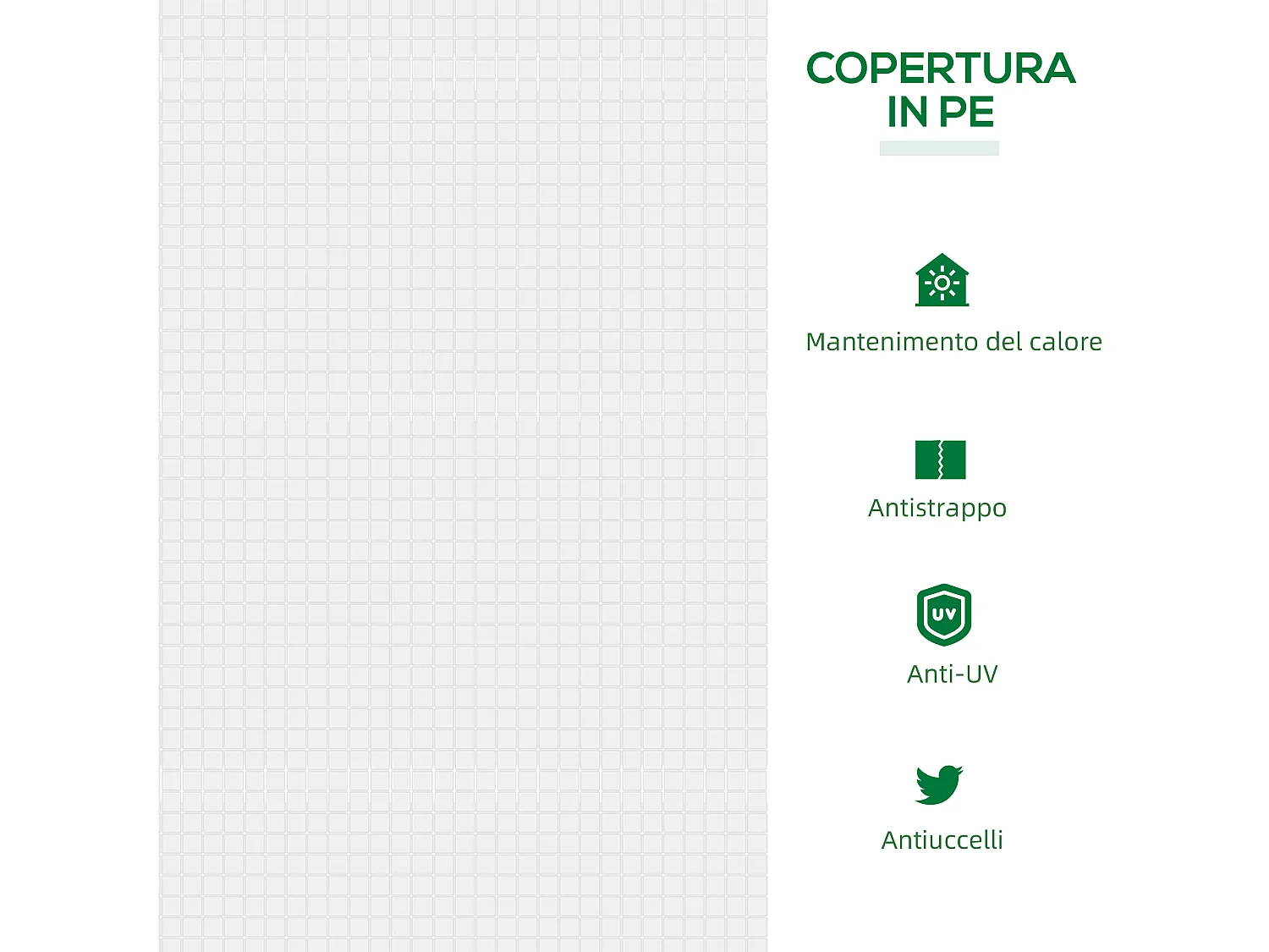 Mini serra 2 finestre avvolgibili copertura pe 119x60x60cm