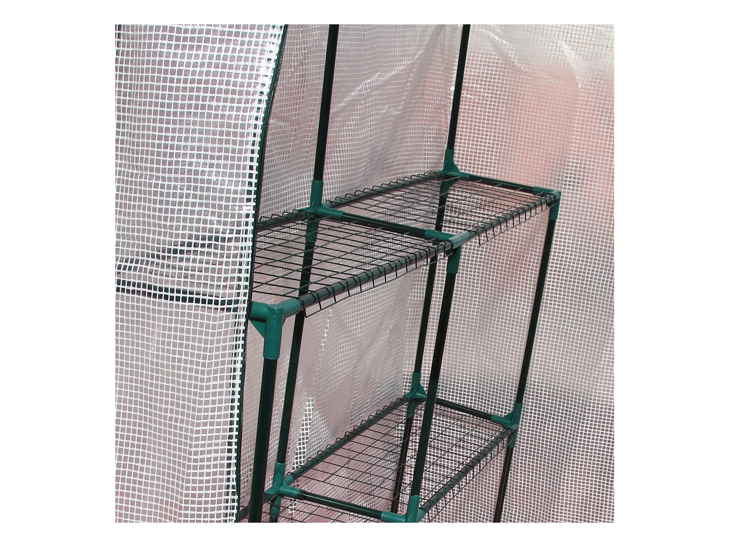 Serra da giardino in pe e acciaio con 2 scaffali bianca