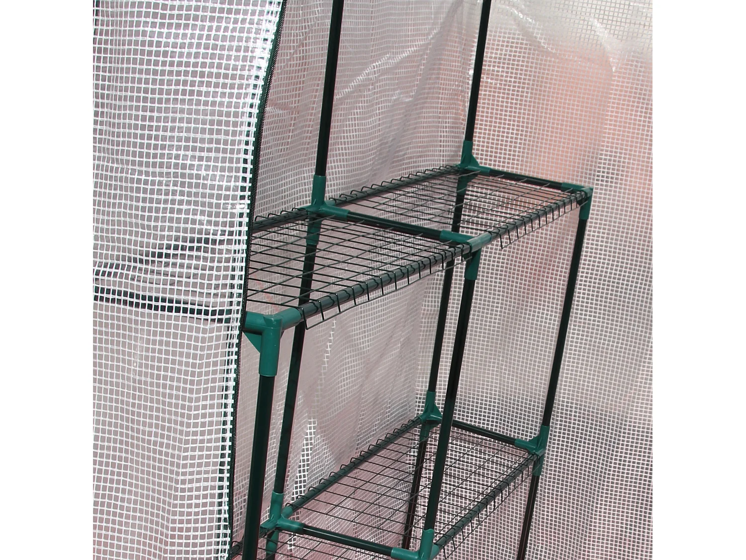 Serra da giardino in pe e acciaio con 2 scaffali bianca