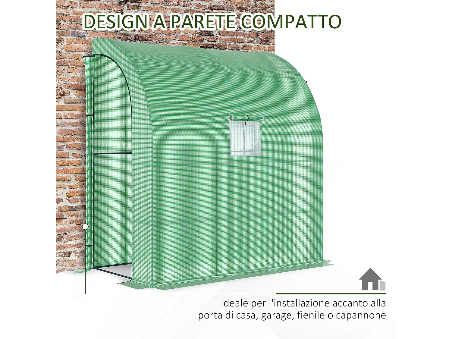 Serra da parete con 2 ripiani acciaio pe 200x100x215 cm verde