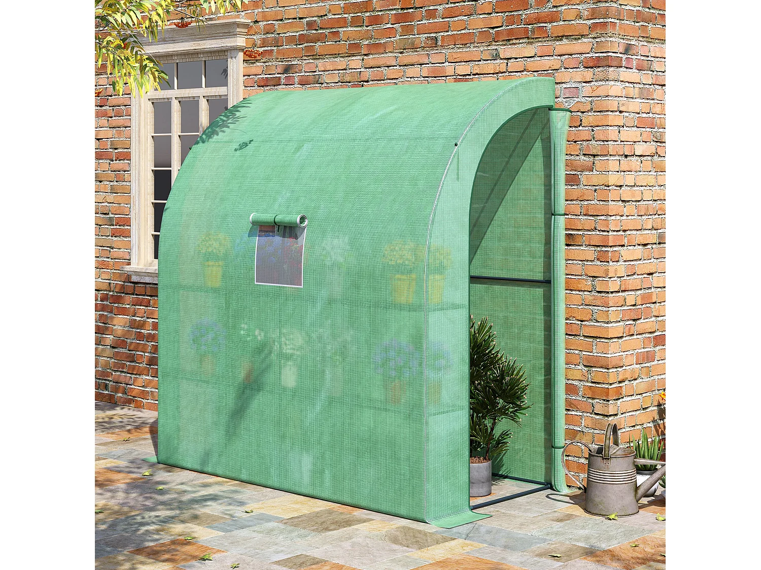 Serra da parete con 2 ripiani acciaio pe 200x100x215 cm verde