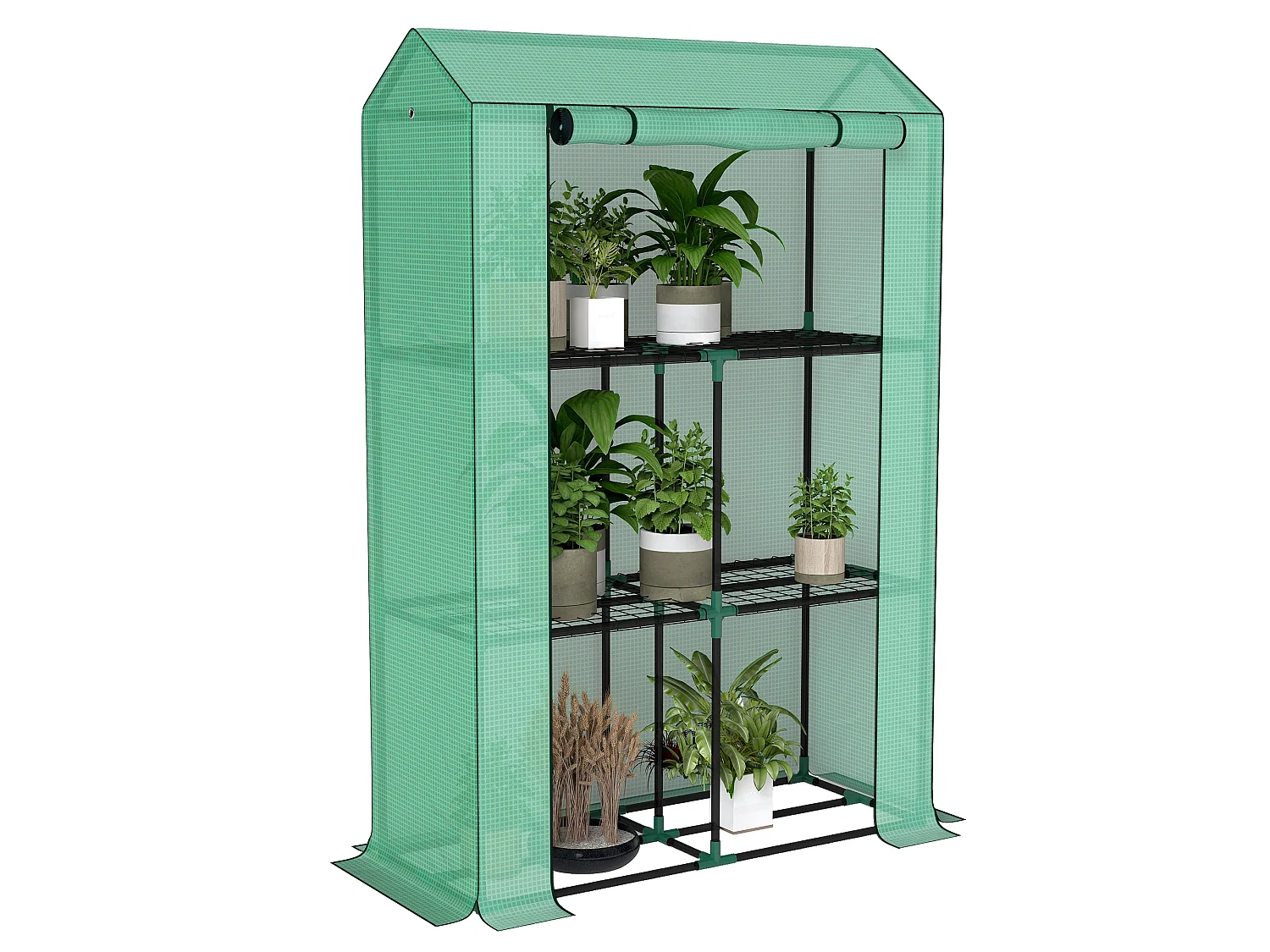 Serra da giardino con ripiani e copertura in pe 100x40x150 cm verde