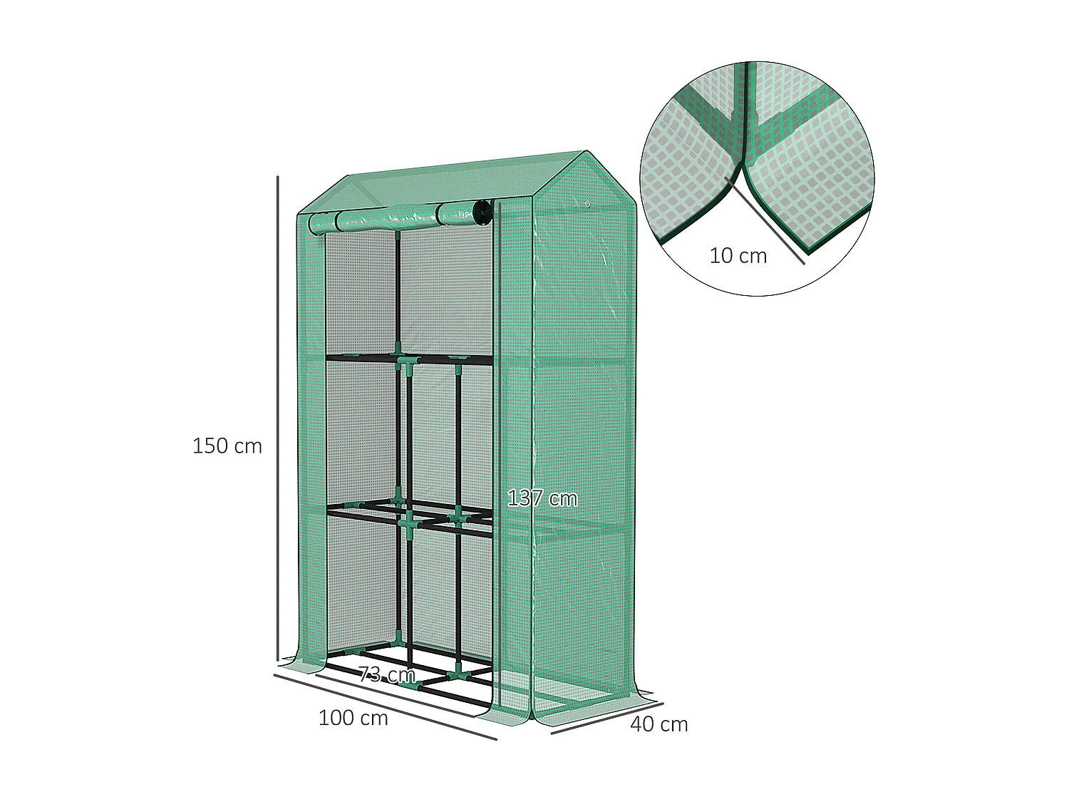 Serra da giardino con ripiani e copertura in pe 100x40x150 cm verde
