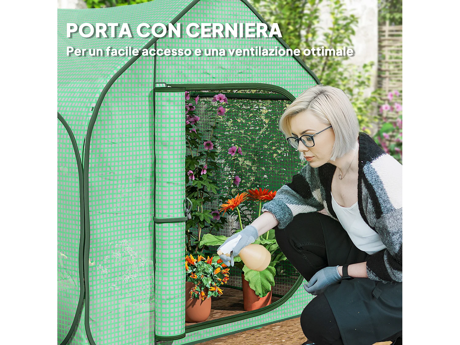 Serra a casetta pieghevole in acciaio e pe 150x148x148 cm verde