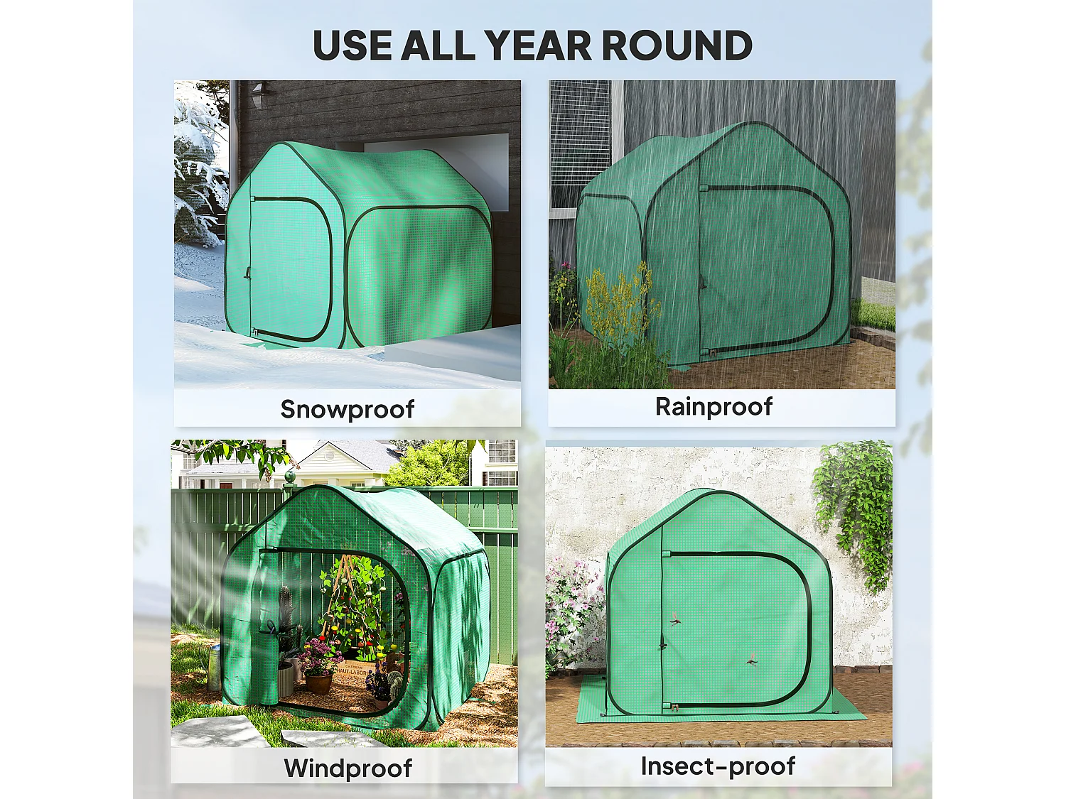 Serra a casetta pieghevole in acciaio e pe 150x148x148 cm verde