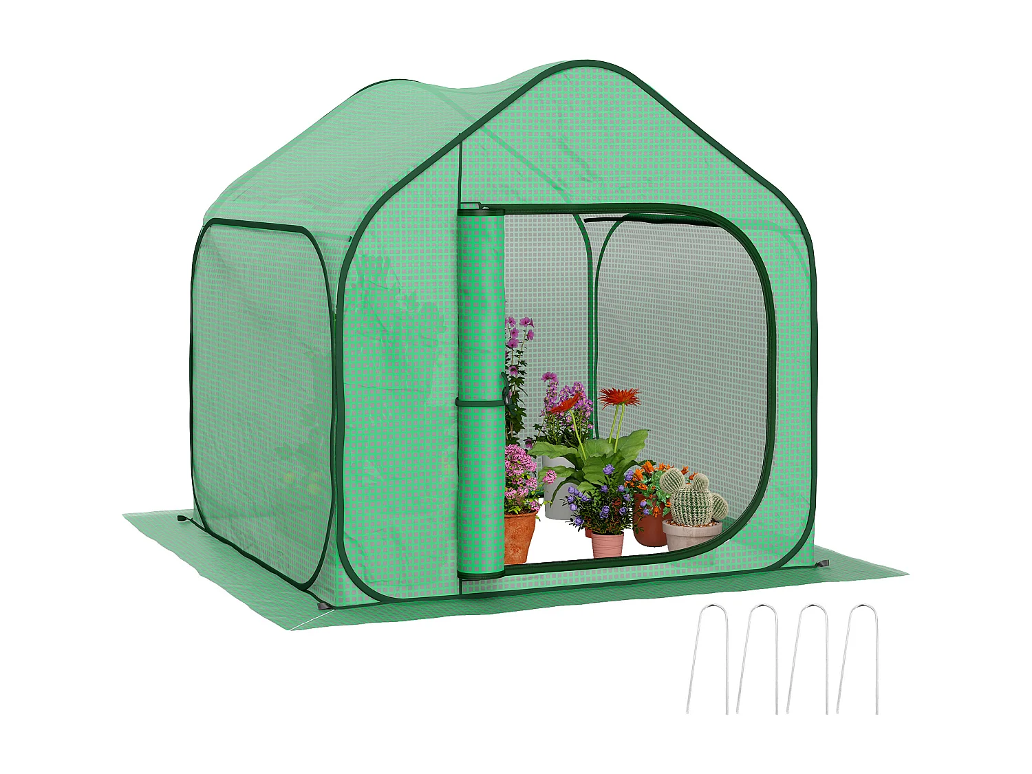 Serra a casetta pieghevole in acciaio e pe 150x148x148 cm verde