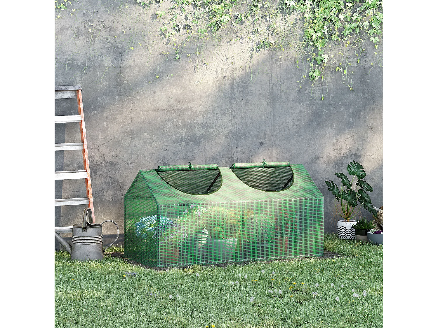 Mini serra per orto con copertura in pe verde 120x60x60cm