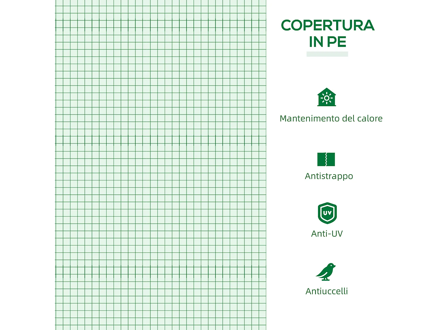 Mini serra per orto con copertura in pe verde 120x60x60cm