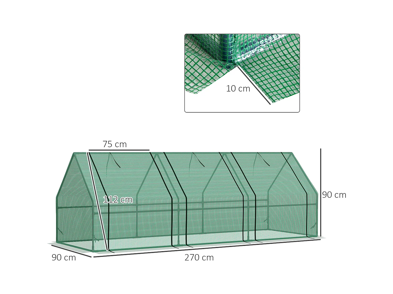 Serra da giardino a tunnel con copertura in plastica pe verde