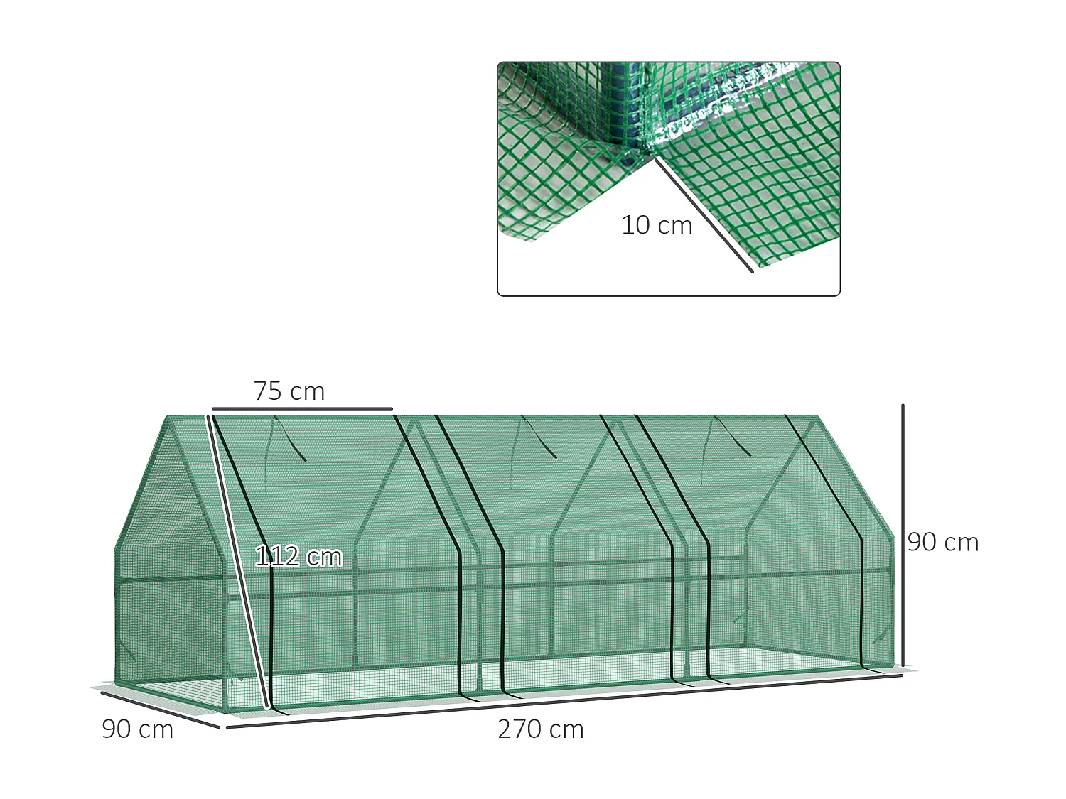 Serra da giardino a tunnel con copertura in plastica pe verde