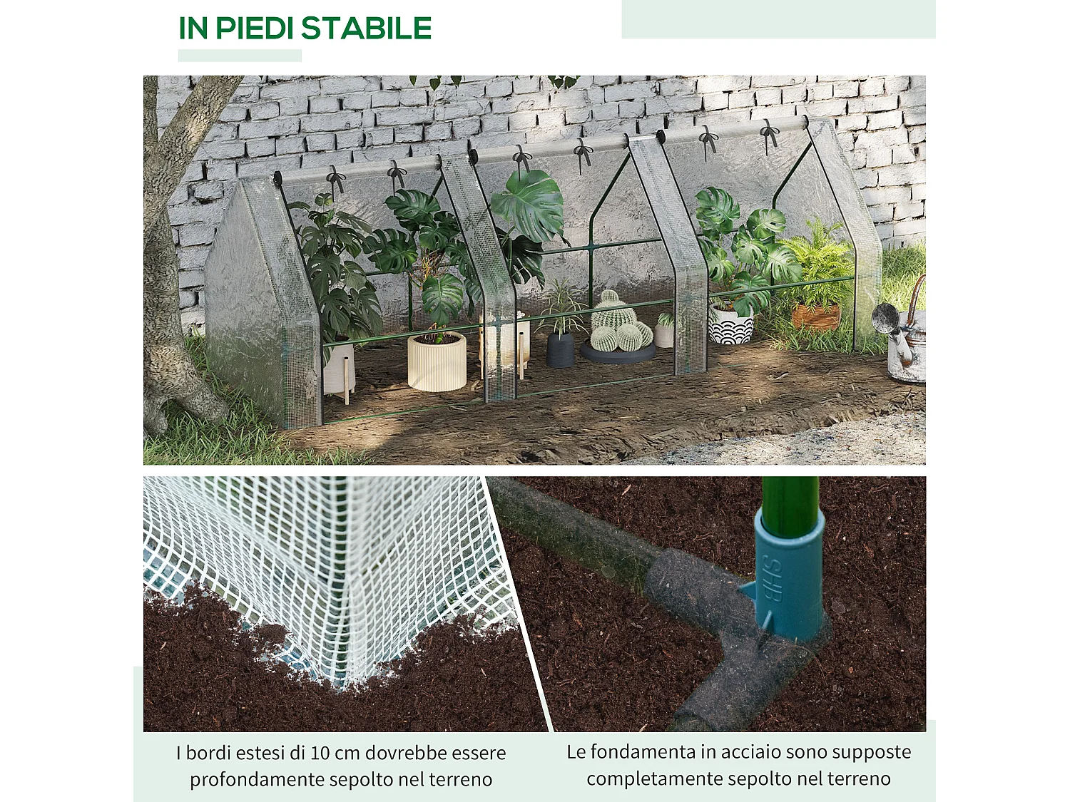 Serra a tunnel in pe con porte a cerniera bianca