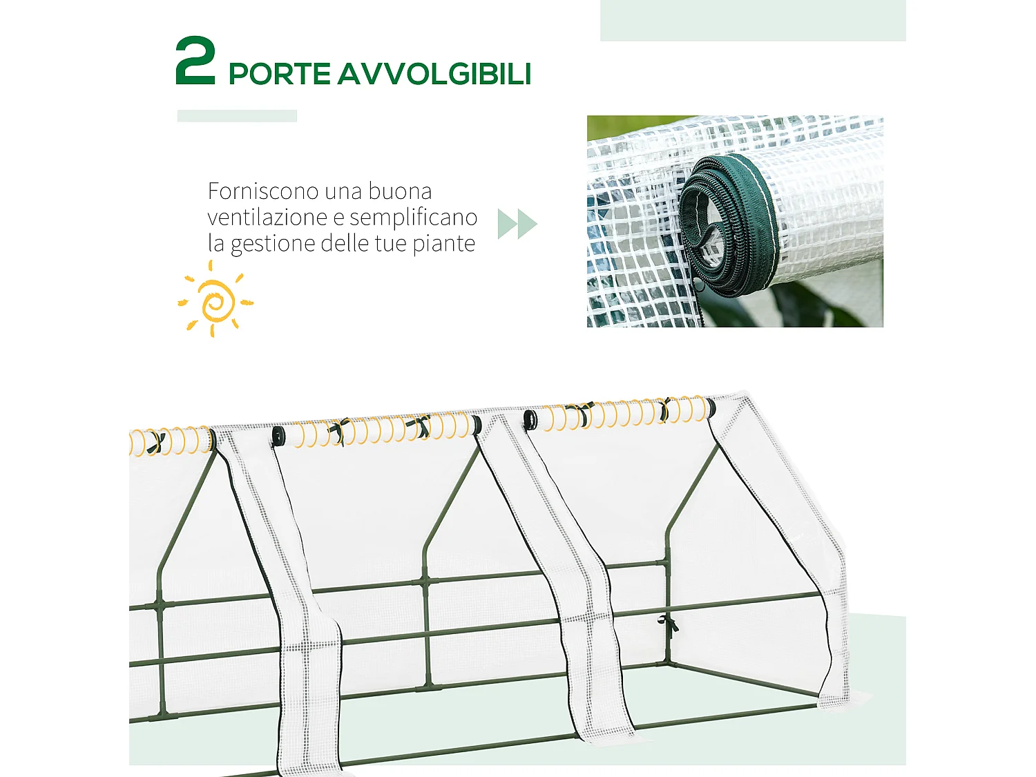 Serra a tunnel in pe con porte a cerniera bianca