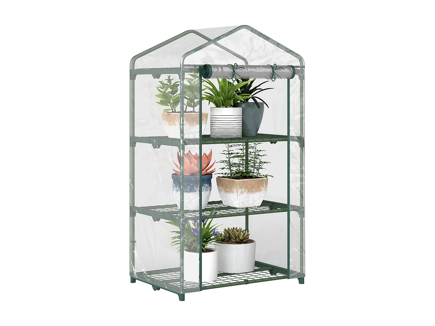 Mini serra copertura in plastica e 3 ripiani 69x49x125cm trasparente