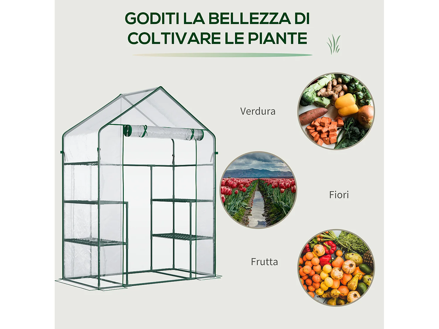 Serra da giardino pe impermeabile anti uv 142x73x195 cm verde