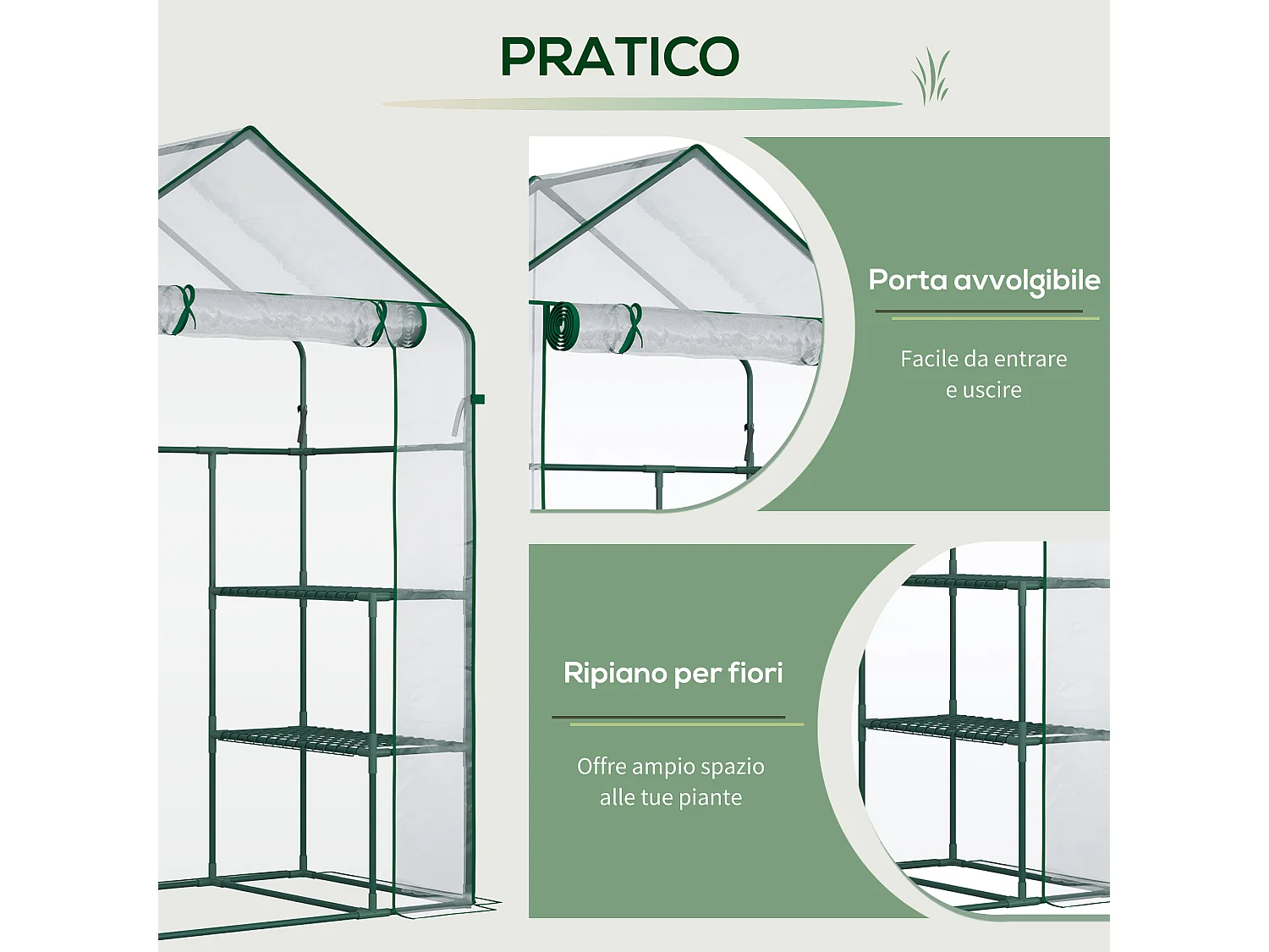 Serra da giardino pe impermeabile anti uv 142x73x195 cm verde