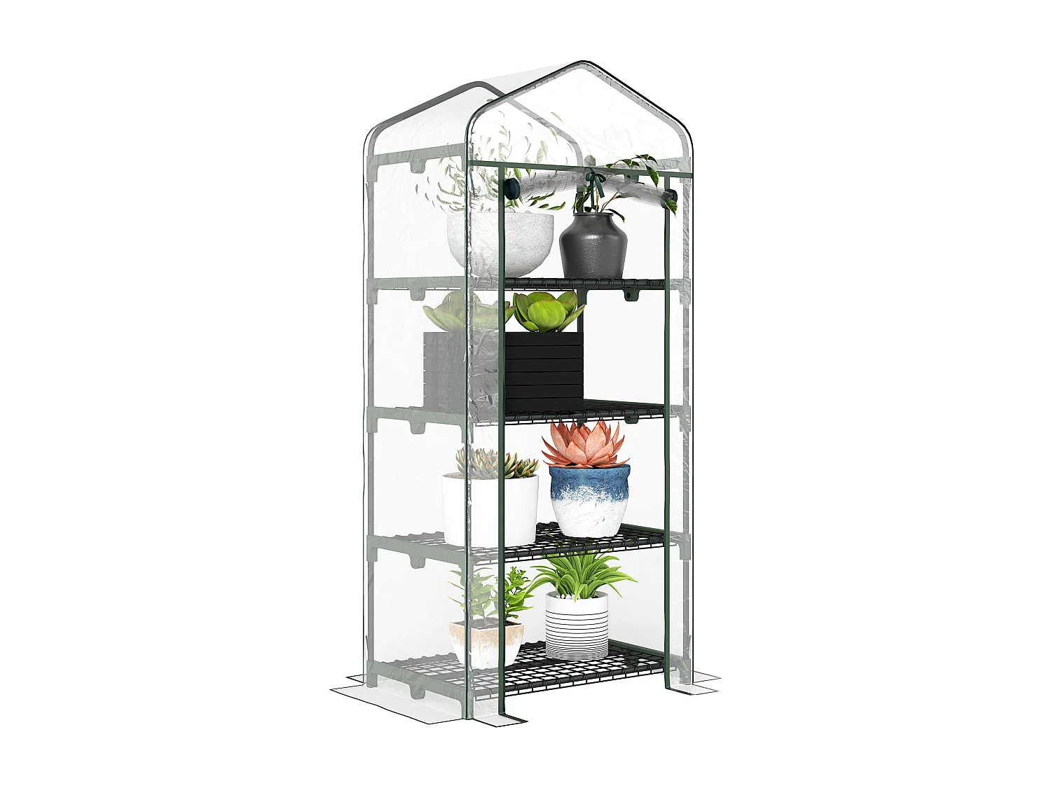 Serra da balcone con 4 ripiani e copertura in pvc trasparente