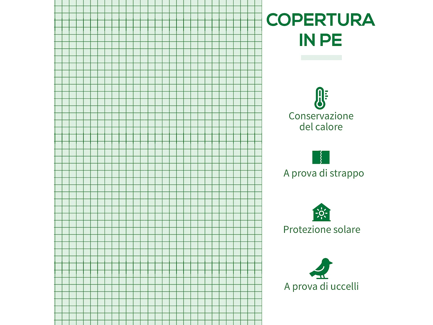 Serra da giardino in pe e acciaio con 4 picchetti 2 finestre