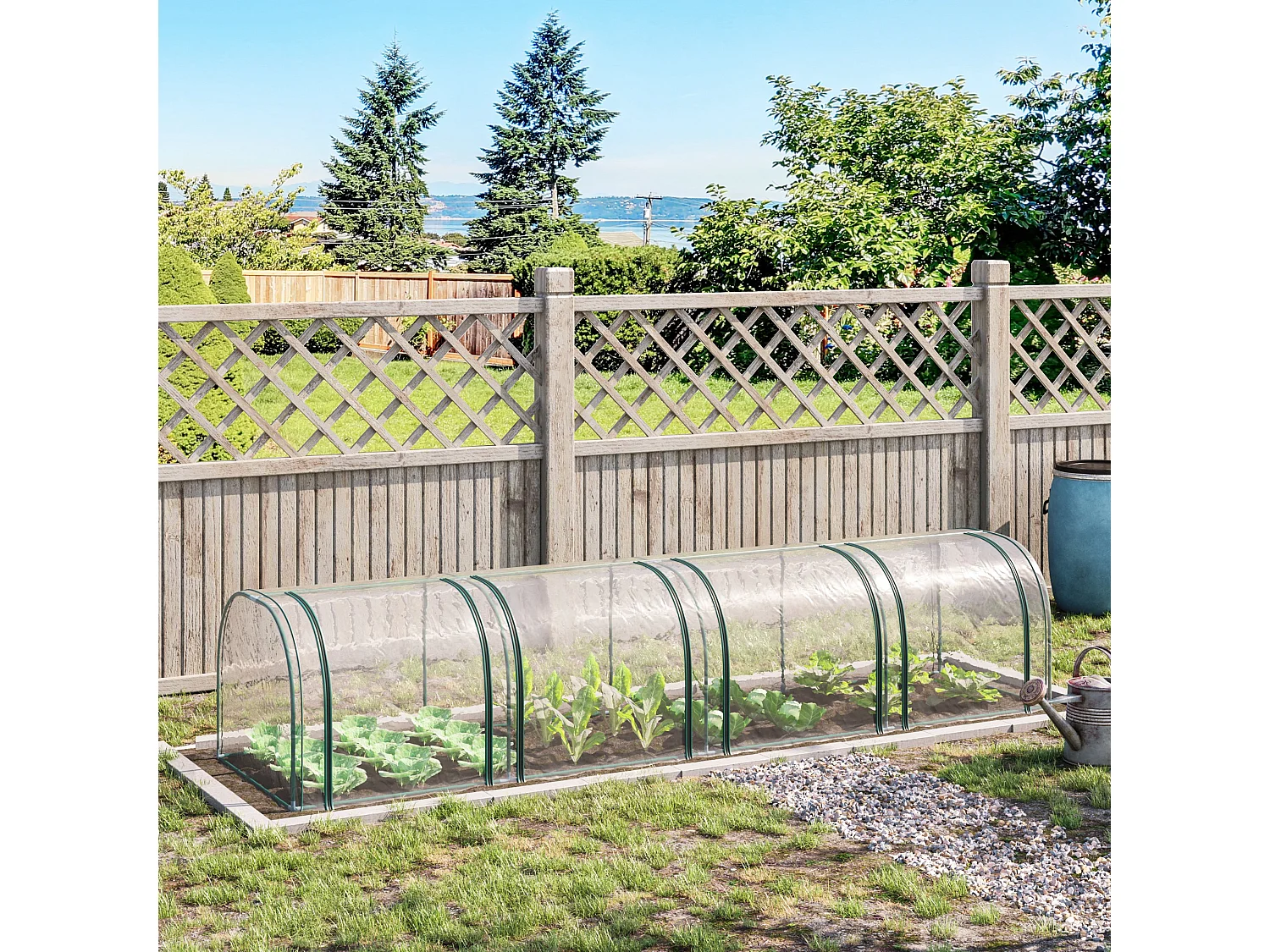 Serra a tunnel in acciaio e copertura pvc 4 porte a cerniera