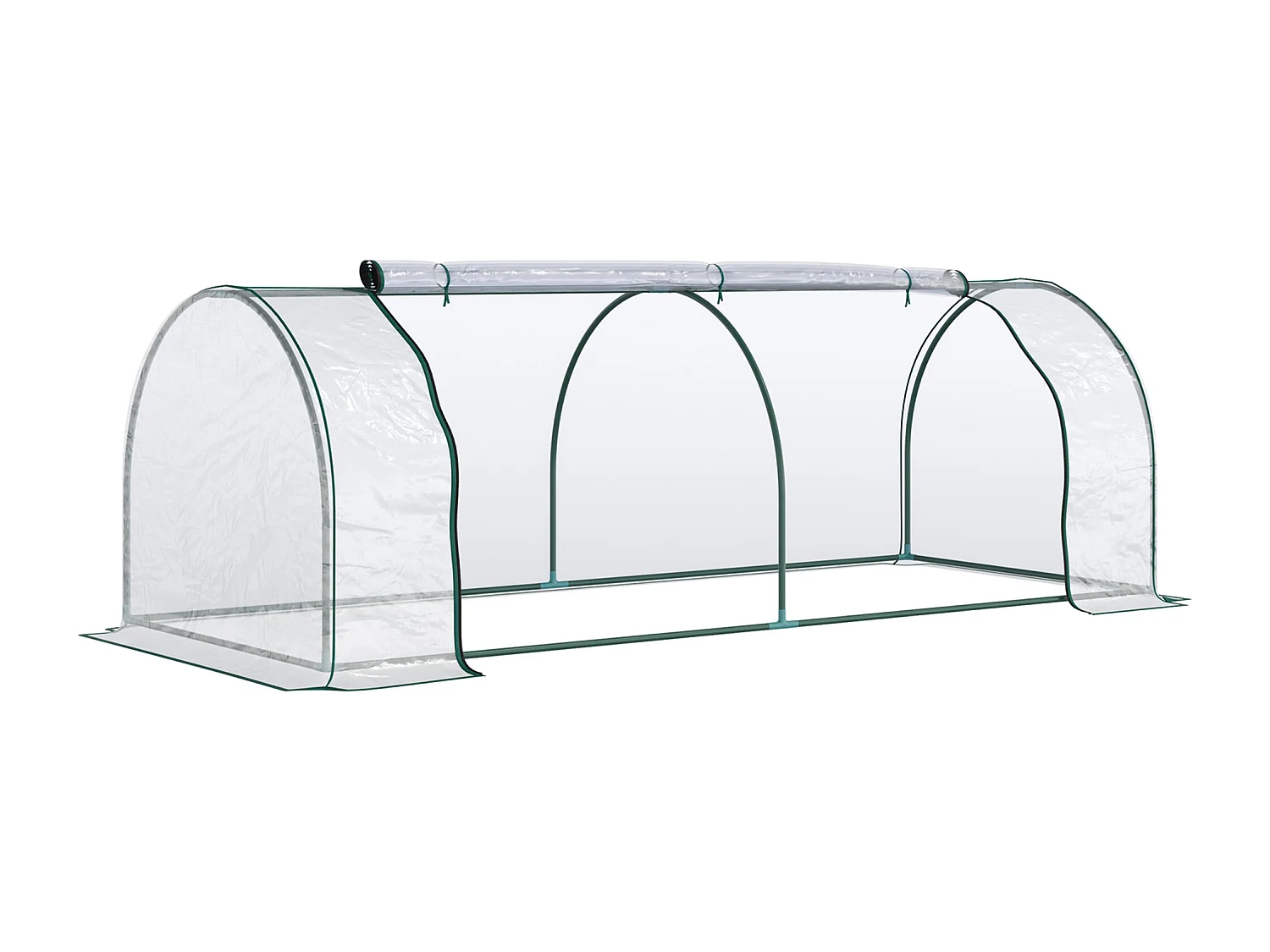 Oustunny serra da giardino in acciaio e pvc con porte a cerniera verde