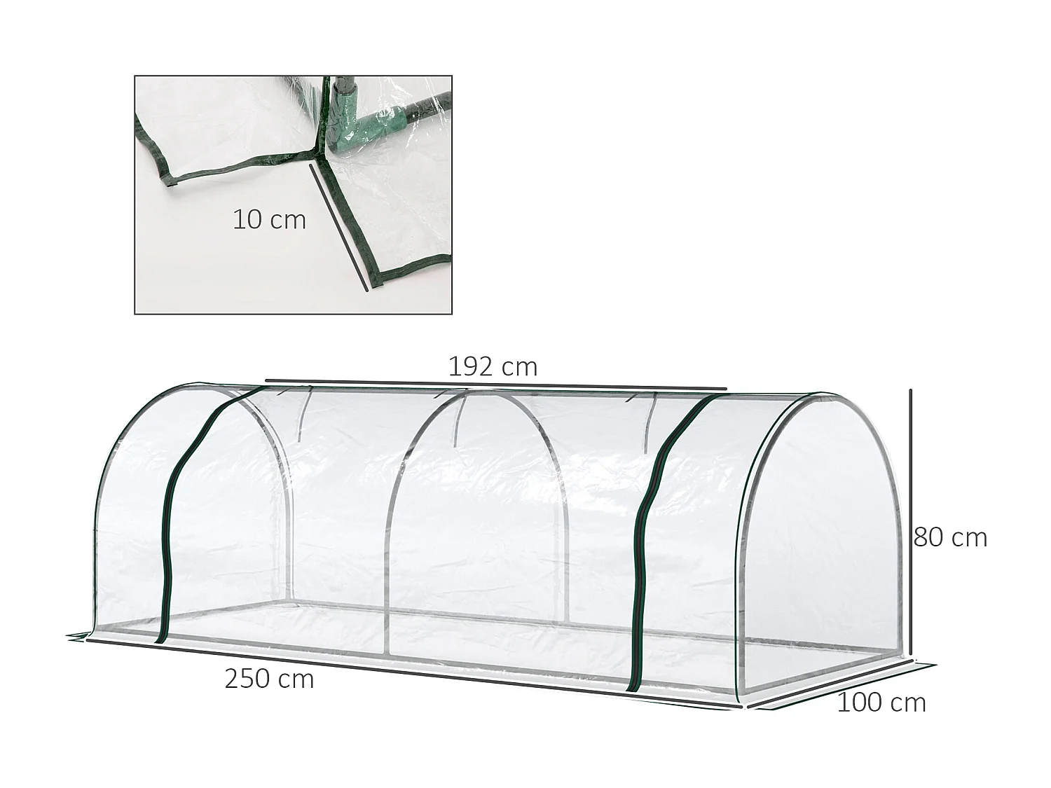 Oustunny serra da giardino in acciaio e pvc con porte a cerniera verde