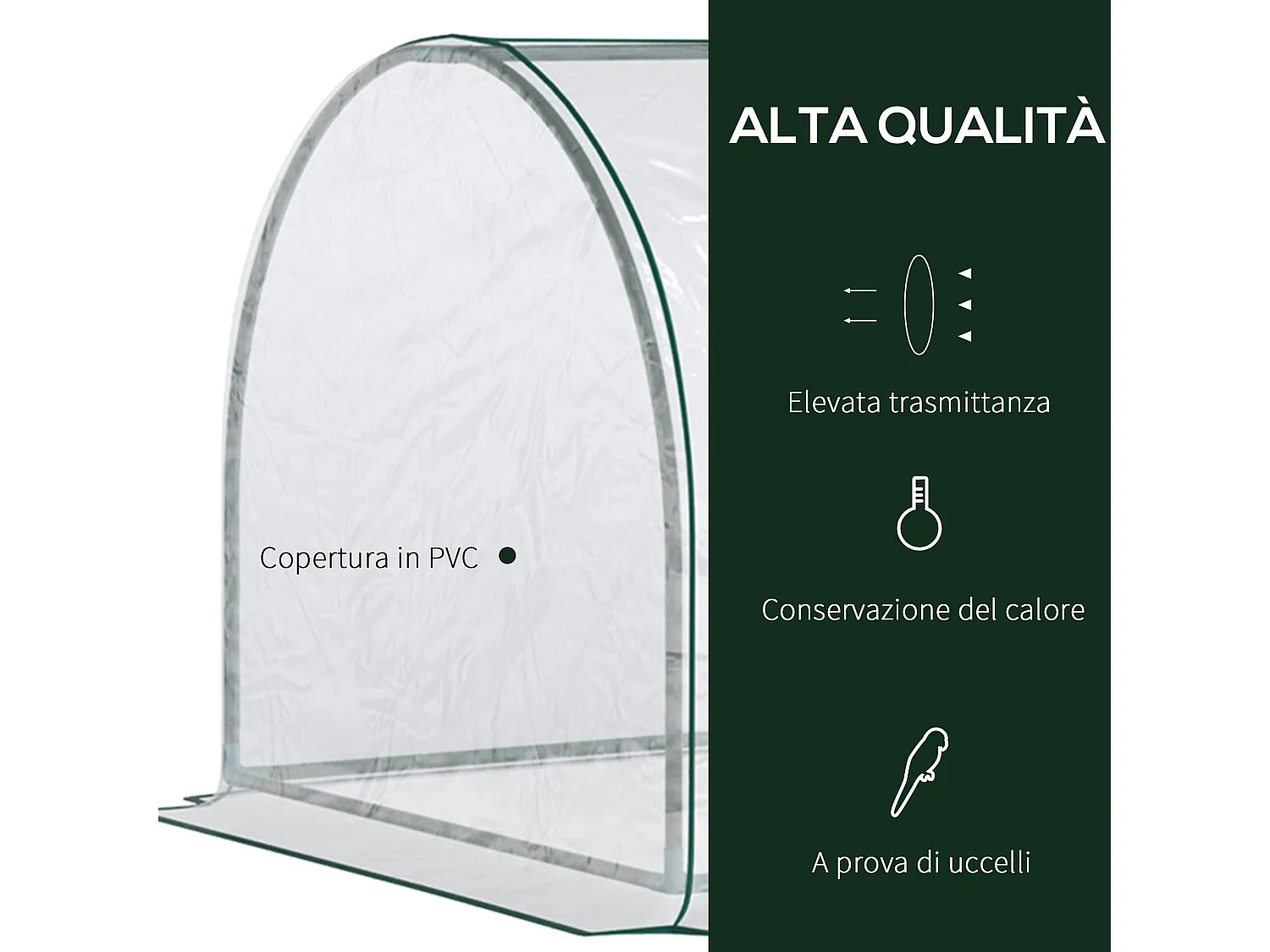 Oustunny serra da giardino in acciaio e pvc con porte a cerniera verde