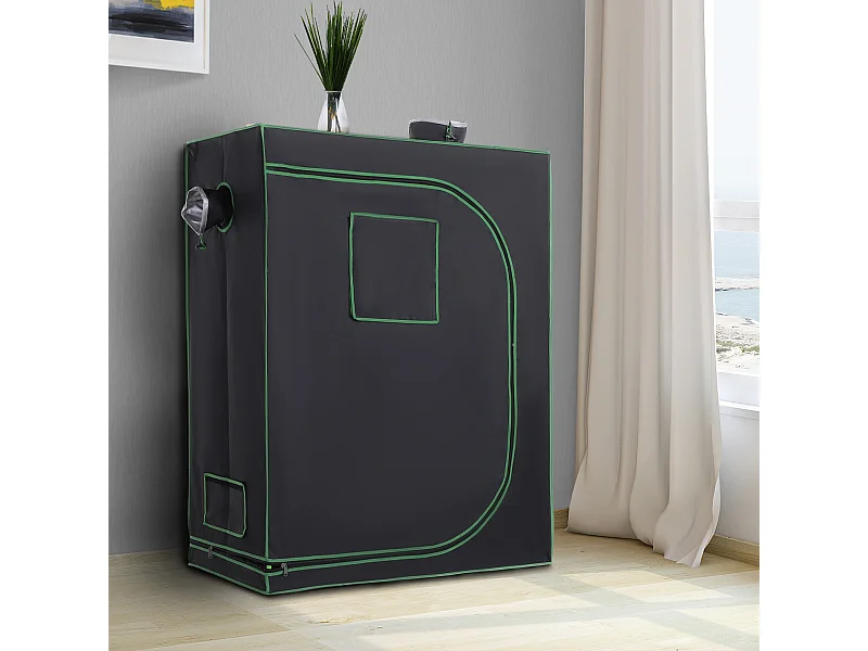 Tenda idroponica con prese d'aria regolabili in mylar nero