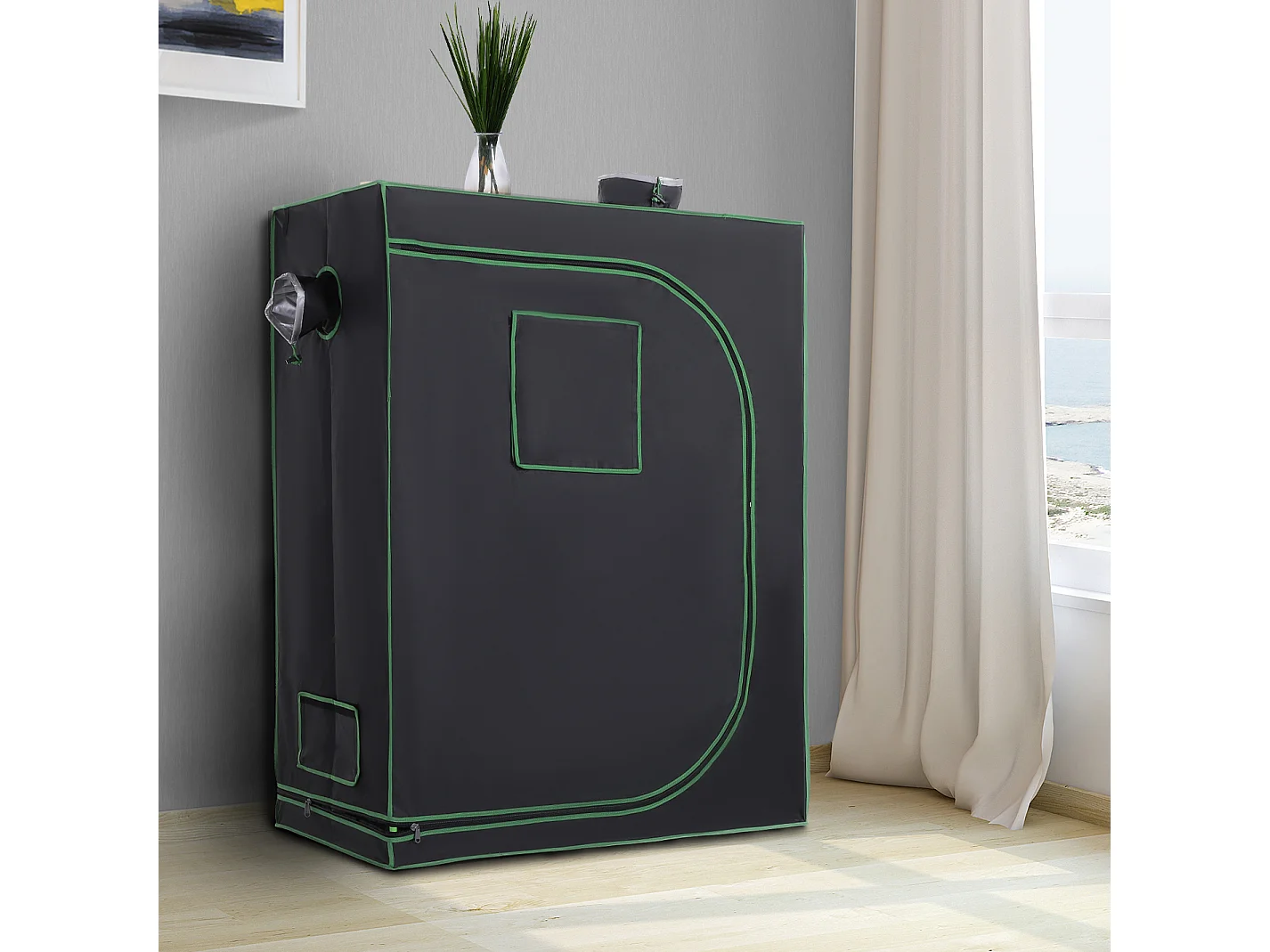 Tenda idroponica con prese d'aria regolabili in mylar nero