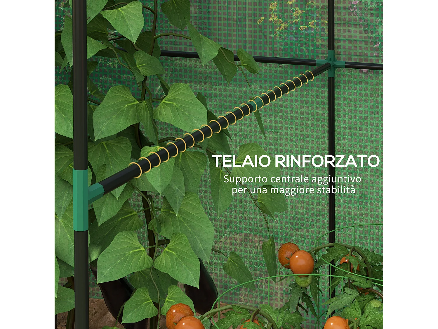 Serra a casetta a 2 sezioni con porta e finestre avvolgibili verde