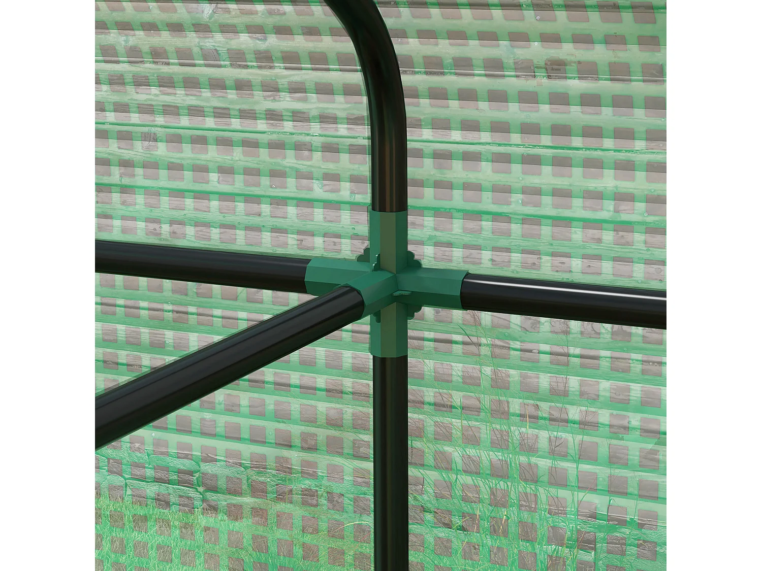 Serra a casetta a 2 sezioni con porta e finestre avvolgibili verde