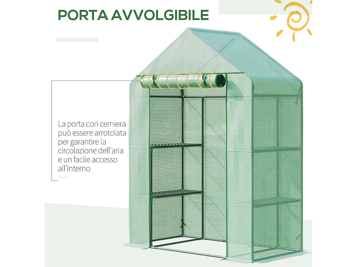 Serra da giardino a 4 ripiani in acciaio e plastica pe