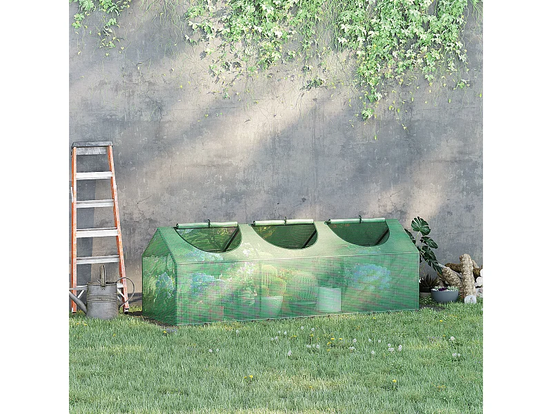 Mini serra 3 finestre avvolgibili copertura pe 180x60x60cm