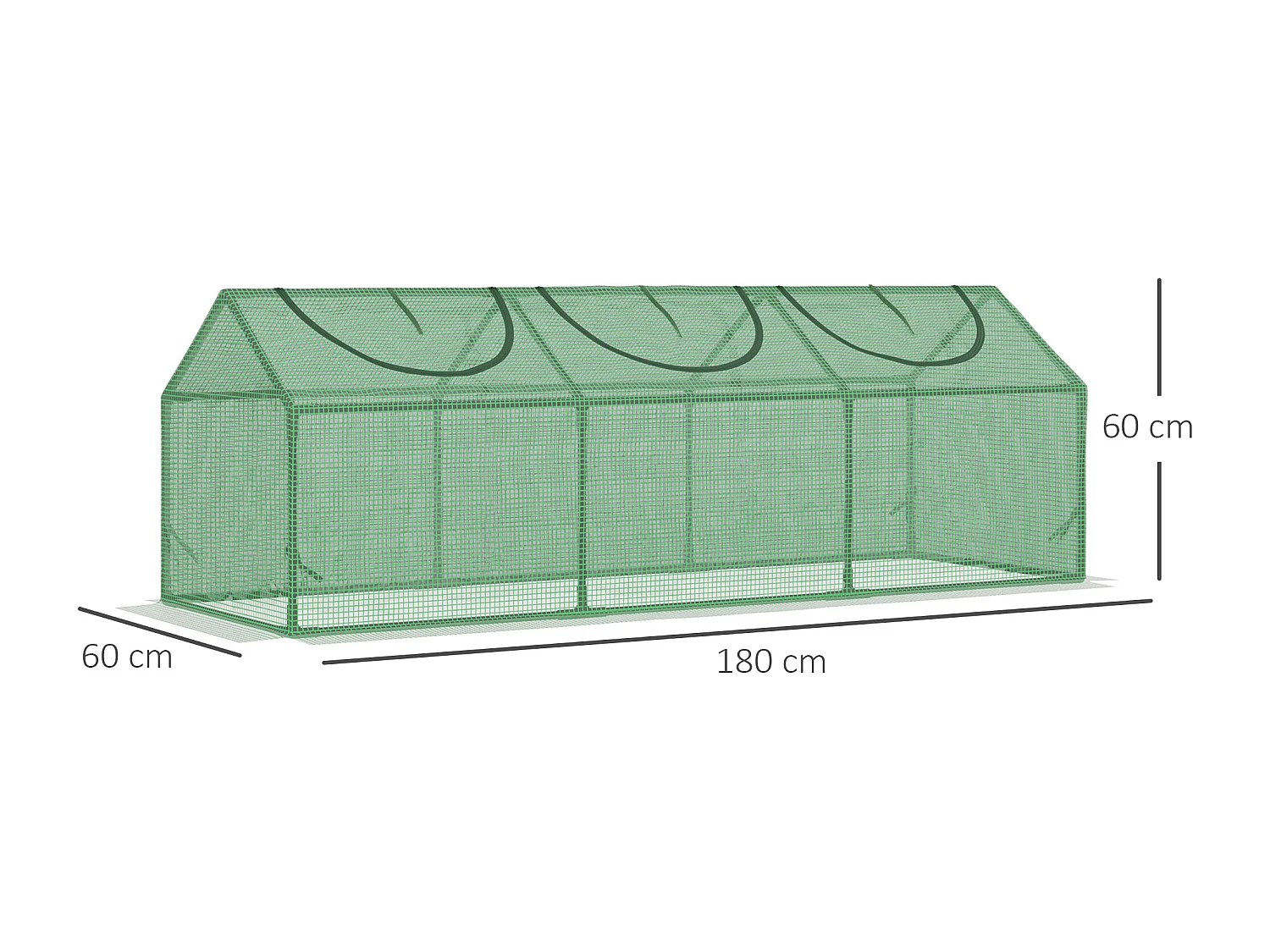 Mini serra 3 finestre avvolgibili copertura pe 180x60x60cm