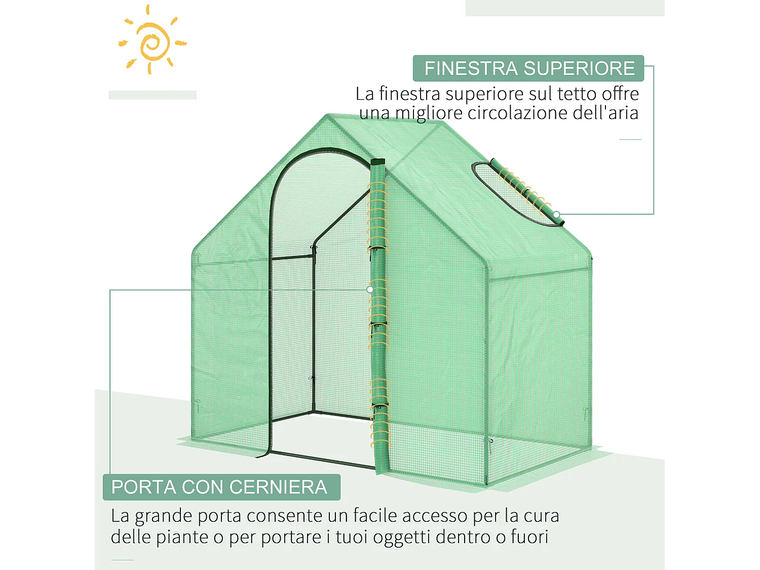 Serra da giardino in polietilene e acciaio verde