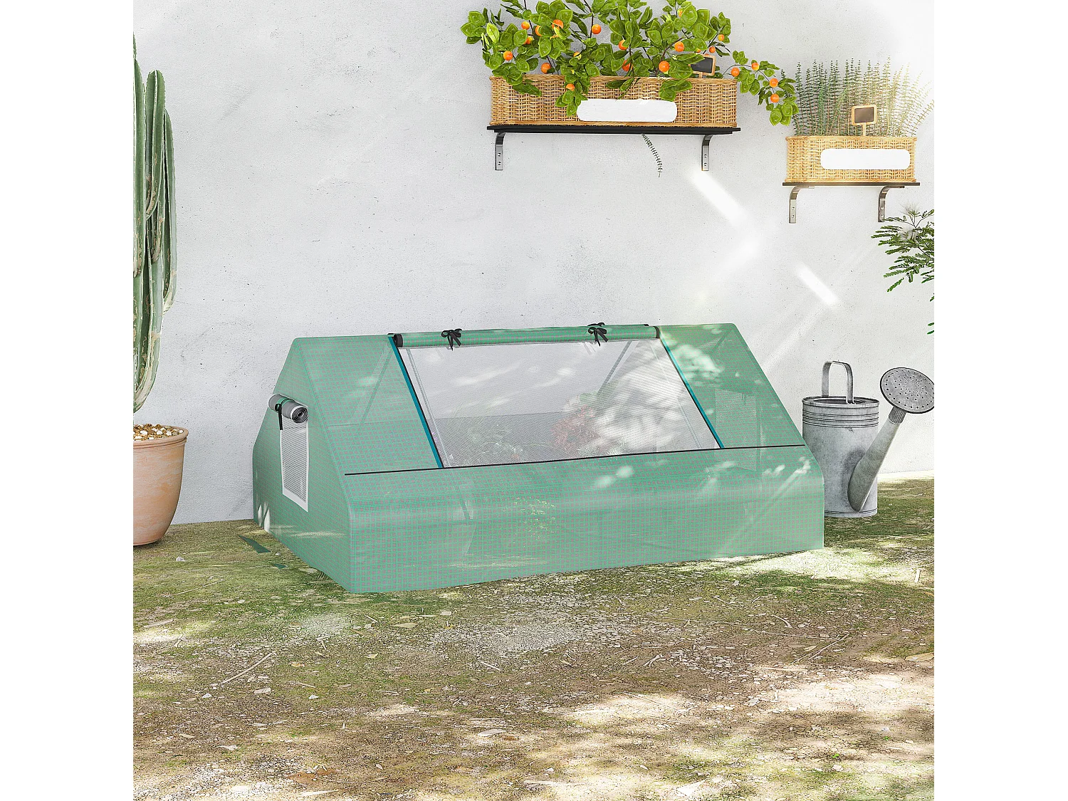 Serra da giardino in acciaio e pe con porte 180x140x80cm