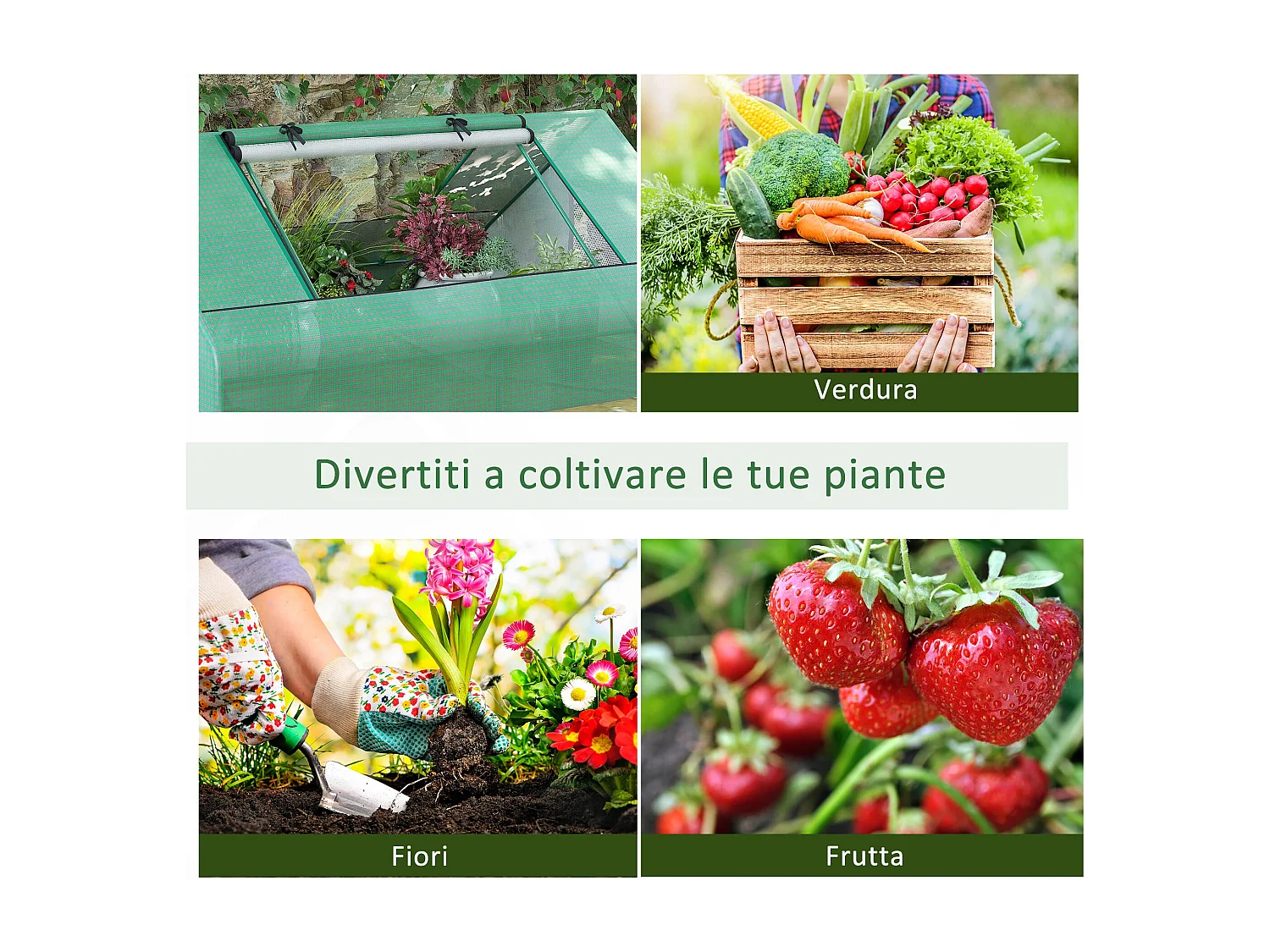 Serra da giardino in acciaio e pe con porte 180x140x80cm