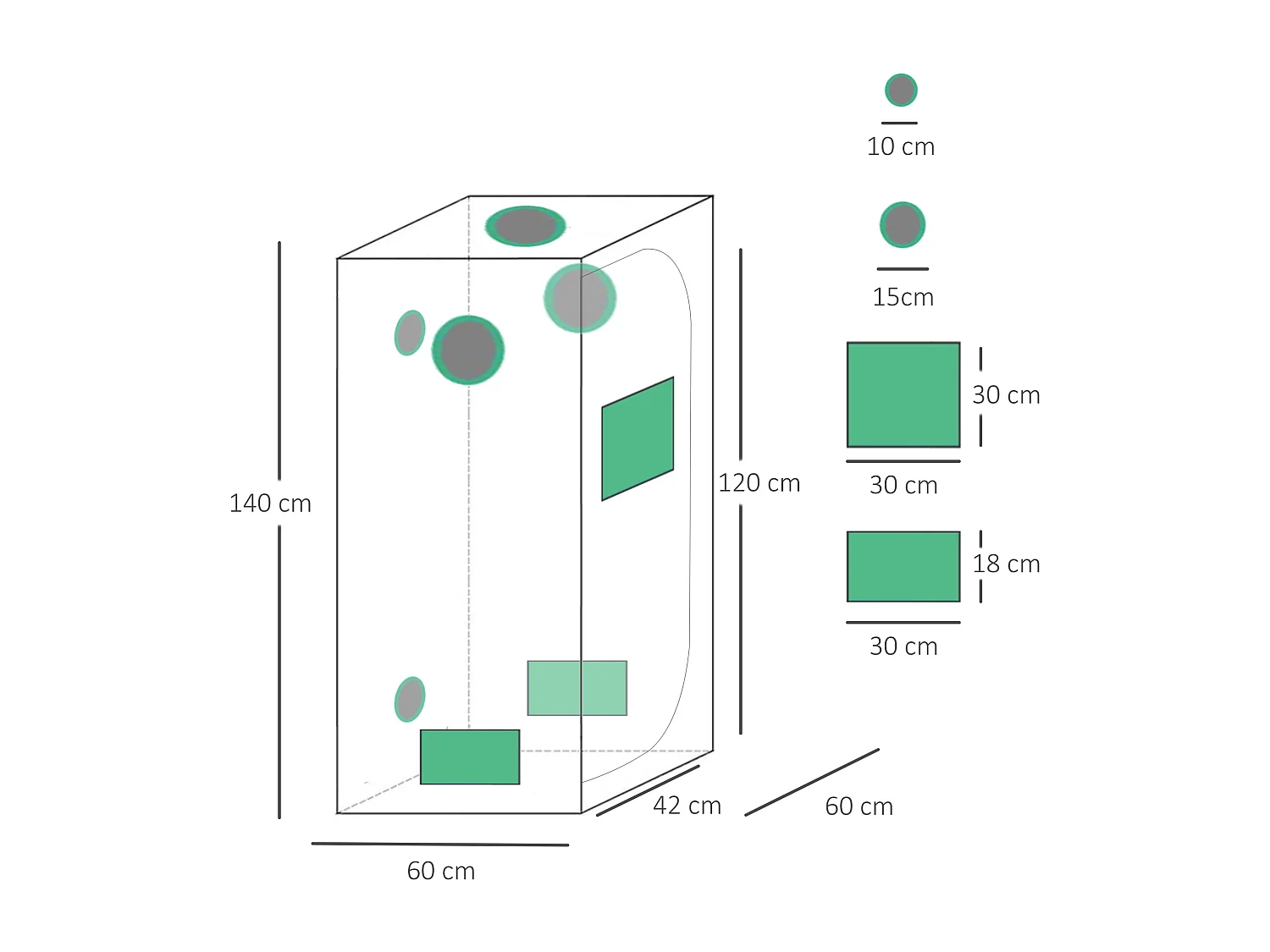 Tenda da coltivazione idroponica in mylar e oxford 600d 60x60x140 cm
