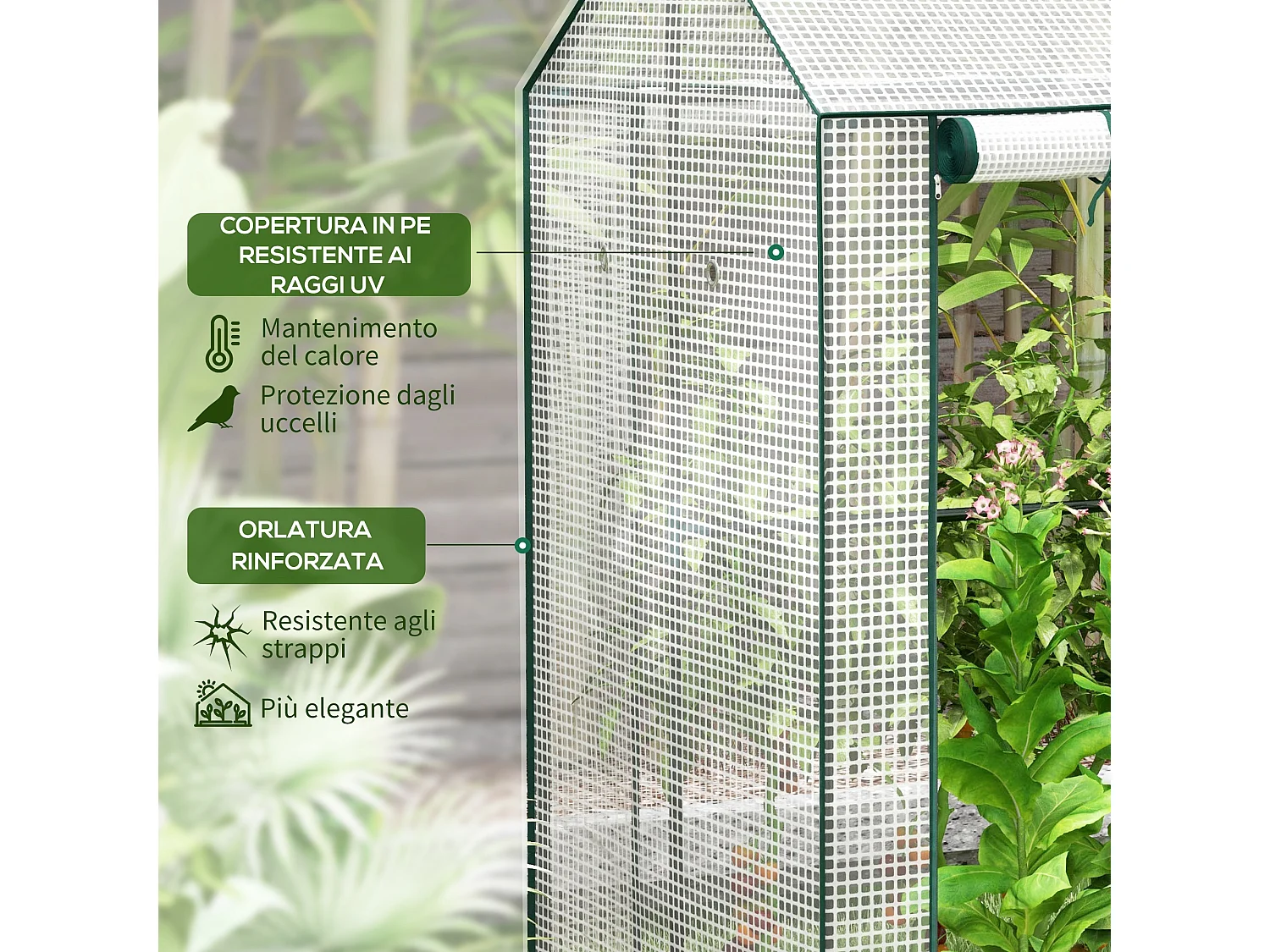 Serra da giardino con 2 zone separate e copertura in pe 100x80x150cm