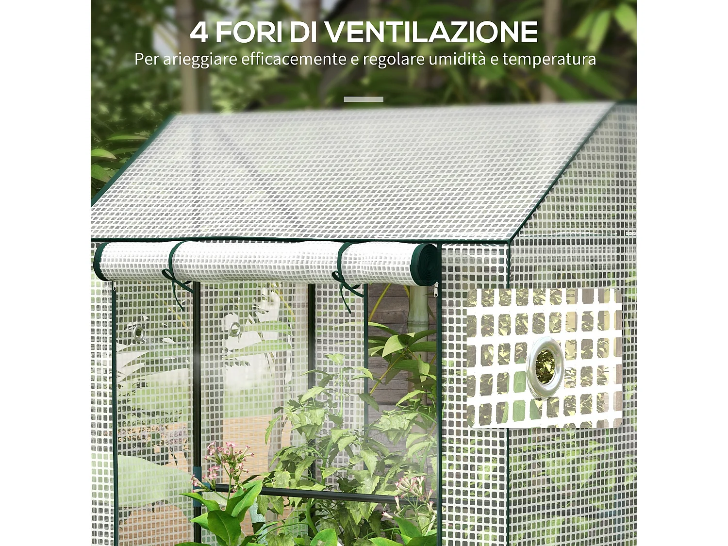 Serra da giardino con 2 zone separate e copertura in pe 100x80x150cm