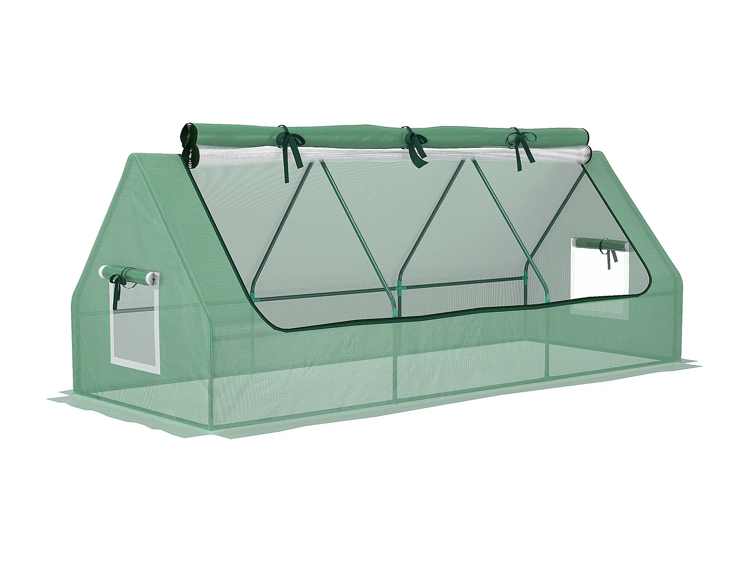 Serra piccola con 3 finestre in acciaio, pe e pp 240x90x90 cm verde