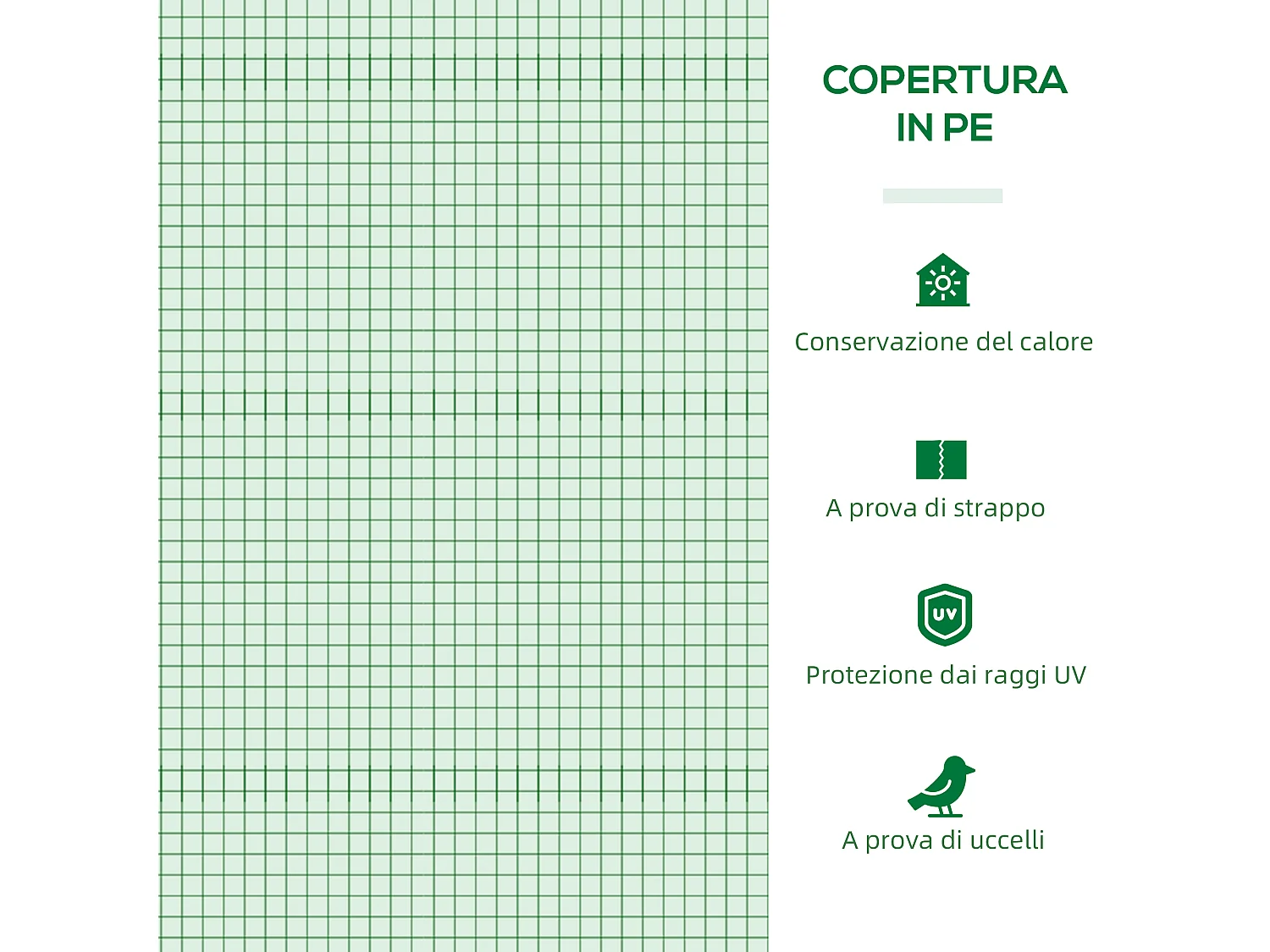 Serra piccola con 3 finestre in acciaio, pe e pp 240x90x90 cm verde