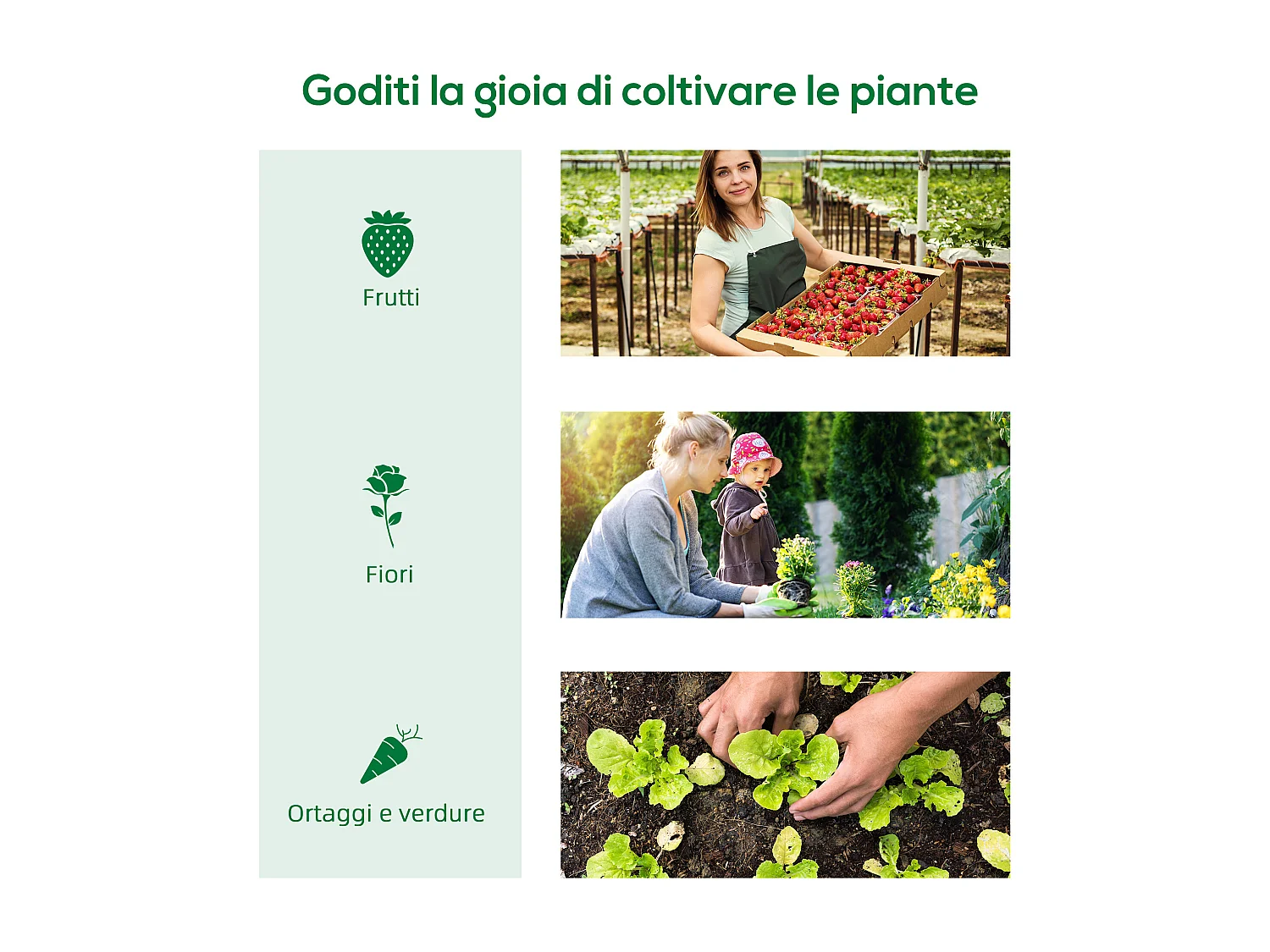 Serra piccola con 3 finestre in acciaio, pe e pp 240x90x90 cm verde