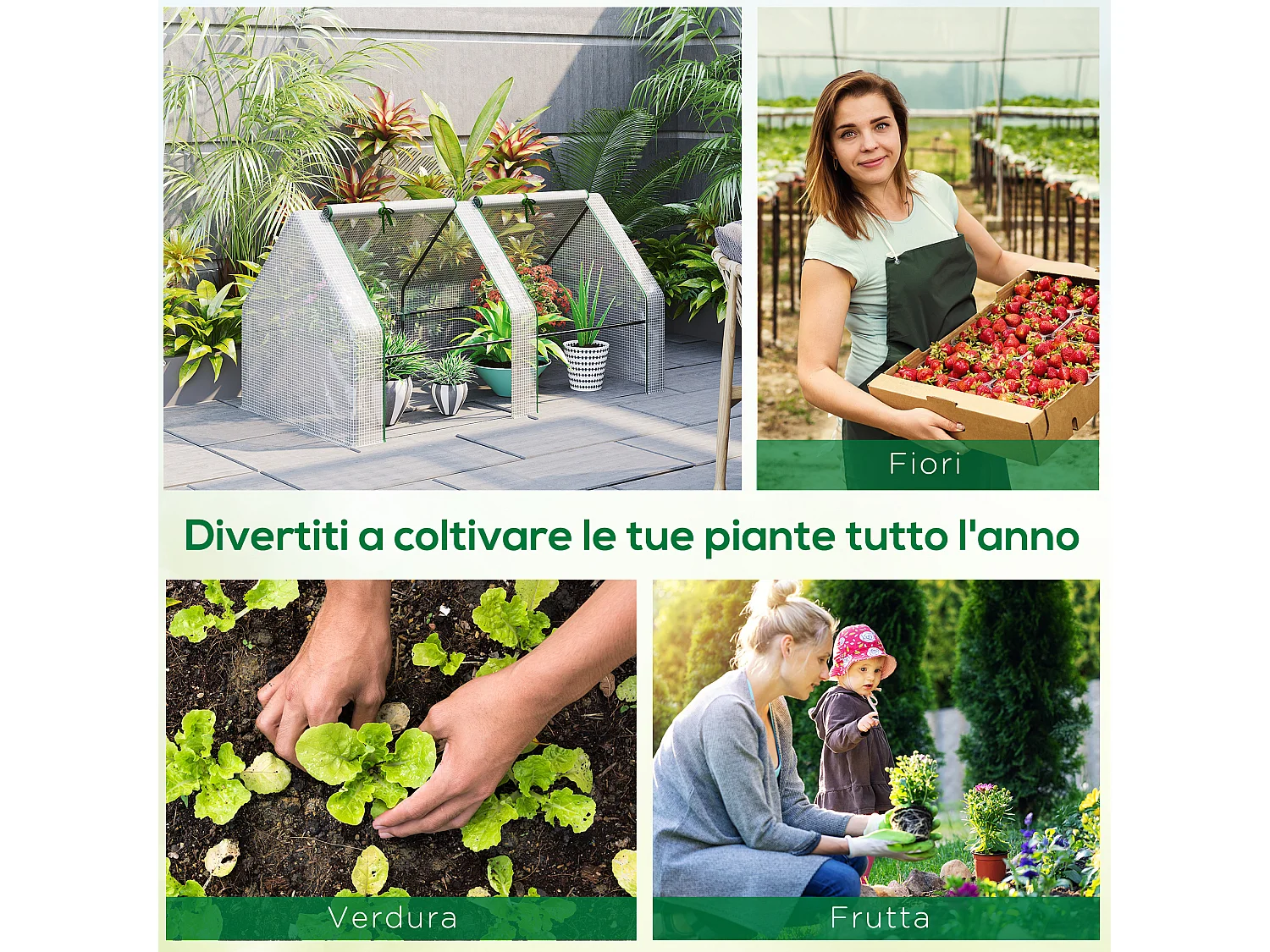 Serra da giardino telaio in acciaio e copertura in pe bianco