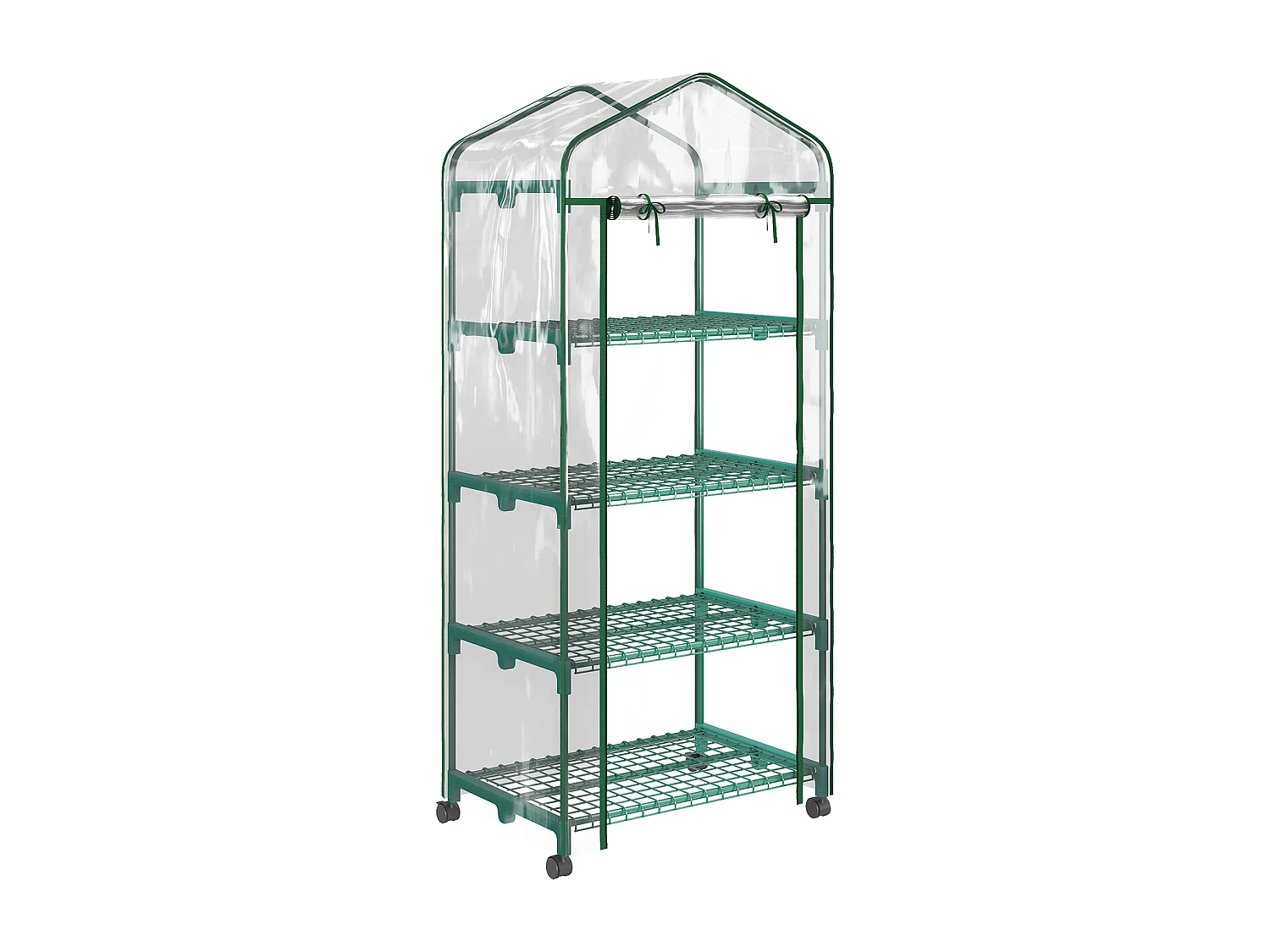 Serra verticale con 4 ripiani acciaio pvc verde 69x50x165cm