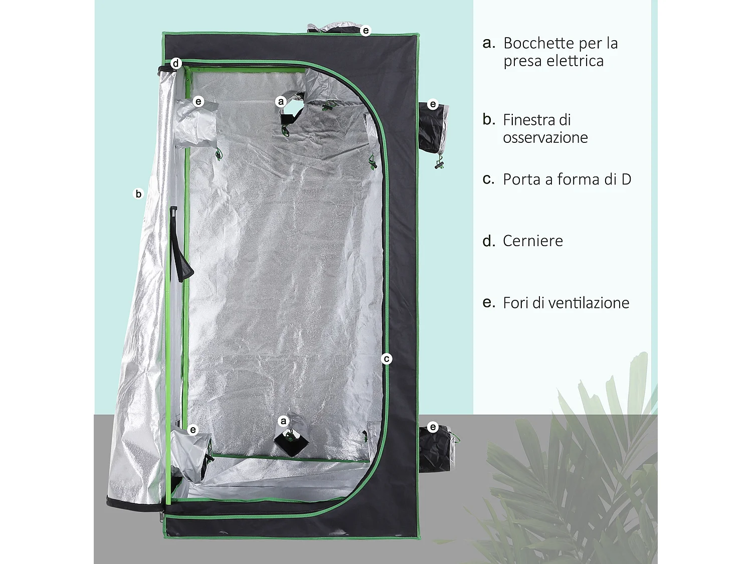 Tenda da coltivazione idroponica in mylar e oxford 600d 80x80x160 cm