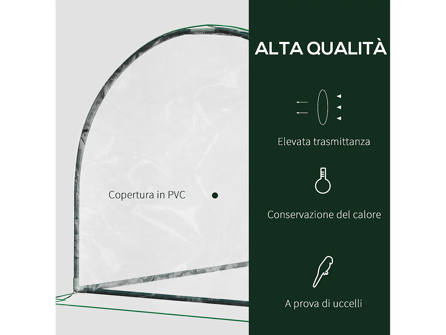 Serra da giardino a tunnel 200x100x80 cm trasparente e verde
