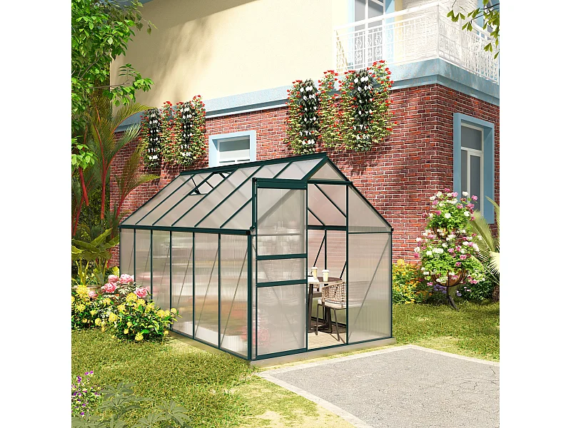 Serra per piante policarbonato 190x375x199cm porta scorrevole